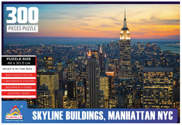 PLAYHILLS 300 Piece Wooden Puzzle Manhattan,Sky Line Building