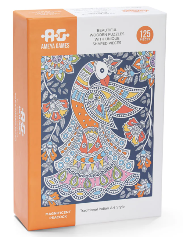Magnificent Peacock - 125 piece fun wooden jigsaw puzzle