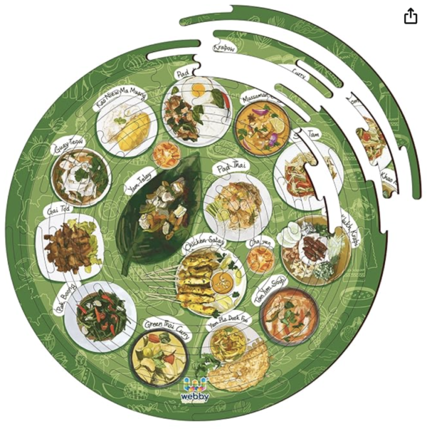 Webby Noozles Thai Food Wooden Puzzle, 70 Pcs