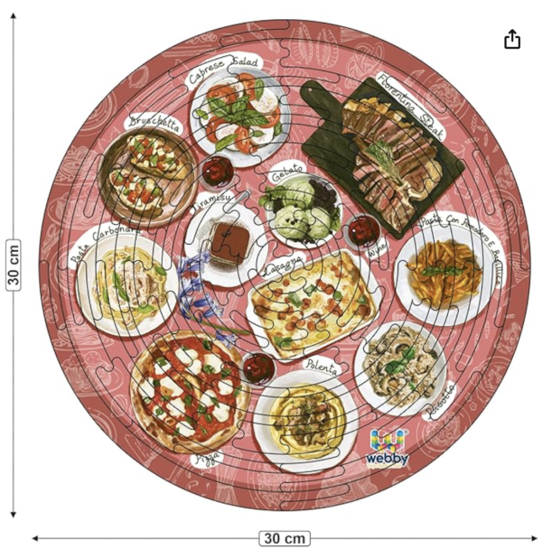 Webby Noozles Italian Food Wooden Puzzle, 70 Pcs