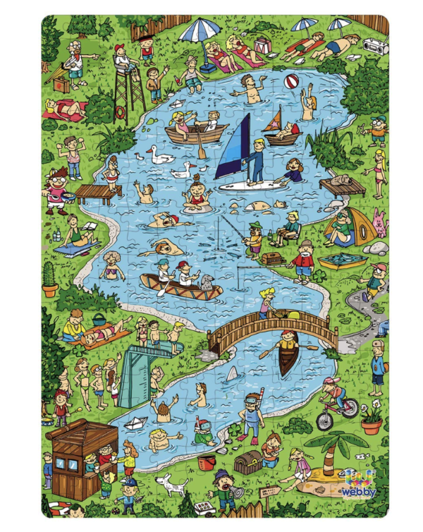 Webby Town Lake Illustration Jigsaw Puzzle - 252 pieces